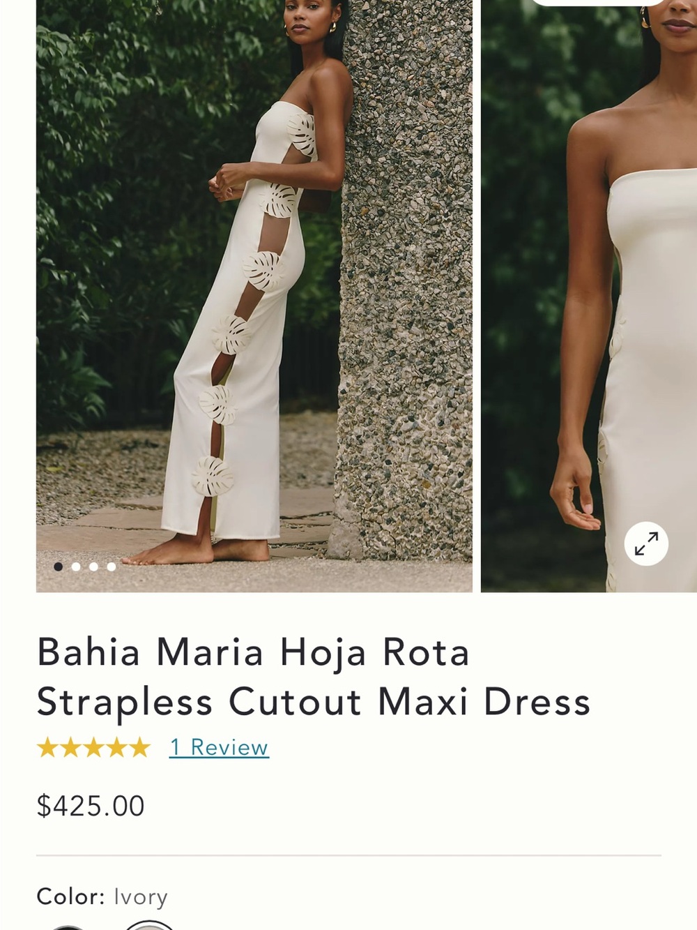 Anthropologie Ivory Strapless Cutout Maxi Dress Size Small